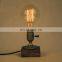 Loft Vintage E27 Holder Edison Bulb Table Lamp, Wood Base Light, Dimmer Switch Control Desk Lamps