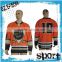 100% polyester high quality orange ice hockey jersey manufacturer