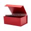 Wholesale magnetic flap open luxury red collapsible gift packaging box with ribbon