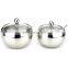Best selling Stainless Steel Drum Shaped Bowl With Glass Lid And Spoon