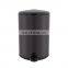 European design black round shape dustbin with anti fingerprint oil iron powder coating foot pedal dustbin