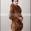 2016 Factory wholesale rex rabbit fur coat with fox fur collar