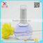 clear empty flat nail polish glass bottle with siliver cap and flower , personal care use