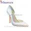 White leather side cut pointed toe ladies high heels