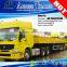 Tri-axis 40ft flat bed cargo transporting side breast board trailer truck with container locks