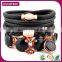 2016 Hot Selling Product Black Gemstone Charm Leather Woven Bracelet