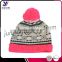 Fashionable jacquard knitted beanie hat with pom pom wholesale designer hats Support small orders(Accept the design draft)