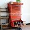 Red Color Solid Wood Shoe Cabinet With 3 Layers