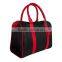 2016 new neutral polyester canvas pu pvc tote bags reinforced with hard cardboard and top zipper closure