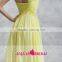 HT4 New Fashion One Shoulder Sweetheart Long Prom Dresses Floor Length Beaded Yellow Sleeveless Vestidos Para Formatura