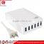 USB 6 Ports Multiple 12A 60W Desktop Charger with 2 pin 1.2M AC Cable