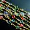 6mm red,yellow,blue,green flat glass Turkish evil eye beads links gold plated brass necklace chain DIY supplies 1315013