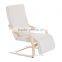 HomCom 39" Cream Reclining Bentwood Deck Chair