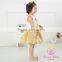 Latest new alibaba fashion design photo small baby girls holiday short frocks lace fabric gold sequin dress