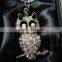 wholesale jewelled night owl design metal alloy key chain