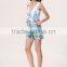 2016 Fashion New Design Sleeveless Floral Printing Deep V Women Plasuit