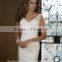 white off shoulder full lace v neck closed back mermaid bridal wedding dress