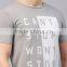 Men Grey White Printed T-Shirt Short Sleeve Gym Fitness Gear Workout Wear Cotton And Elastane Blend Custom Active Tops