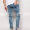 Slim Fit Straight Cut Knee Ripped Acid Wash Jeans Trousers for Men