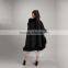 Myfur Fashion Style Women Black Color Cashmere Poncho with Fox Fur Trim Cape/Shawl