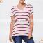 Fashion bulk blank striped t shirts women v-neck t-shirts