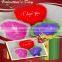 High Quality PV plush material heart shaped pillow with "love" embroidery
