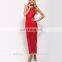 Sleeveless mesh stripe detial red net designer boutique dresses