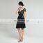 Elegant V Neck Short Sleeve Knee-Length Black Cocktail Party Dresses Ladies Party Dress