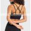 Wholesale Ribbed Fixed Pads Thin Straps Sexy Gym Yoga Bra Cross Back Sports Training Bra Top Women Fitness Workout Active Wear