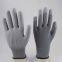 gray polyester knitted gray PU palm coated safety work gloves anti-static comfortable breathable