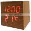 LED Wood Desk Clock with Touch Function and Temperature Show