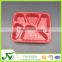 Populated 5-compartment plastic fast food containerr