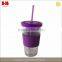 Round Environmental Transparent Plastic Cup With Lid And Straw                        
                                                Quality Choice