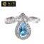 fashion gemstone ring jewellery factory wholesale newest style 925 sterling silver inlaid blue topaz natural stone silver ring