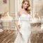 VDN40 Seductive Side Slit Wedding Dress Sheer Illusion Back Bridal Gown Short Sleeve Dresses with Detachable Tail for Weddings