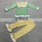2015 Popular Kids Persnickety Mustard Pie Remake Outfits Newborn top and pants ruffle outfit for kids