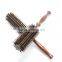 wholesale round natural pure boar bristle wooden hair comb brush