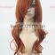 Diana synthetic cheap color long camel brown hair body wave bangs woo wigs