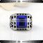 Big Blue Crystal Stone Design White K Plated Stainless Steel Ring