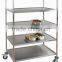 Stainless Steel Restaurant Serving Trolley with wheel