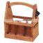 hot selling pine handle 6 pack wooden beer storage box tote carrier with bottle opener