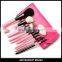 Professional Custom logo Pink cute makeup brush set 10 piece with pvc makeup bag