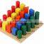 Ealy Education Montessori Wood Baby Toy Geometry Cylinder Ladder Block Puzzle