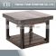 Wooden base travertine top side table with ebony base