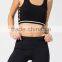 High quality women fitness sports / yoga lace up black and white contrast trim crop top
