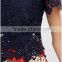 Beautiful Lace Dress Christmas Crocheted High Waist Short Sleeve Women Dress Fashion Party Club Short Dress