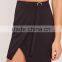 latest mini skirt design with side wrap eyelet knit skirt black for lady skirt