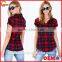 Adorable Dolled up Short Sleeve Plaid Shirts Latest Shirt Designs for Women