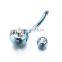 2017 Latest mixed colors drum stainless steel rhinestone belly button ring