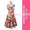 2017 New Vintage Print Flower Short Sleeve Bodyon Bandage Dress
